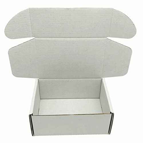 White Cardboard Shipping Box Mailers 10 x 10 x 4 Inch Corrugated Packaging Storage Boxes 24 Pack (Inside Size: 9.3 x 9.8 x 3.8)