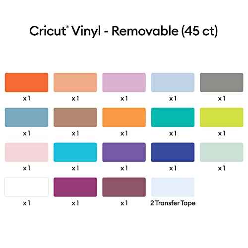 Cricut Removable - Everything Sampler, 12x12 Vinyl Sheets and Transfer Tapes, Create Long-Lasting DIY Projects, Durable for Cricut Machines, (Pack of 45 with 40+ Colors)