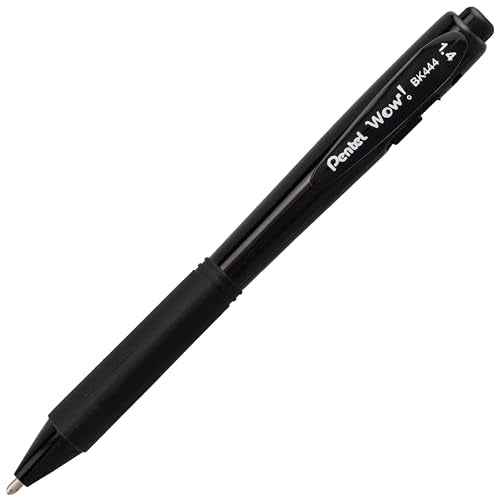 Pentel Wow! Retractable Ballpoint Pen, (1.4mm), Bold Line, Black Ink, Pack of 8 (BK444BP8A)