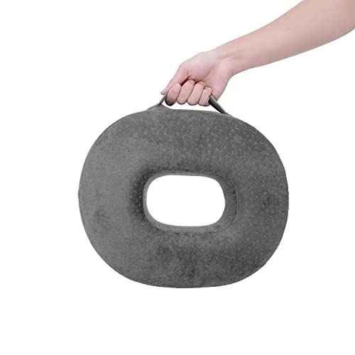 Seat Cushion Memory Foam Cushion - Donut Cushion for Relief of Haemorrhoids and Piles, Coccyx Pain, Suitable for Wheelchair, Car Seat, Office Or Outdoor (Grey)