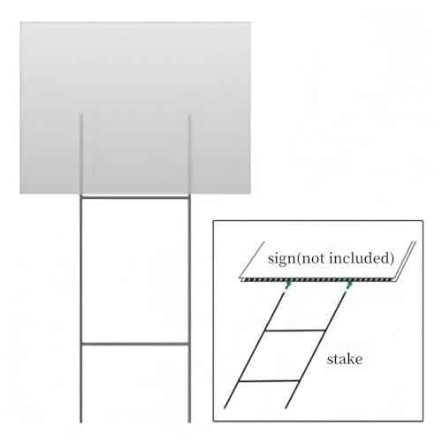 25 Pack Heavy Duty Metal H Frame Wire H Long Stakes, 24'' x 10'' Yard Sign Stake for 4mm Corrugated Signs