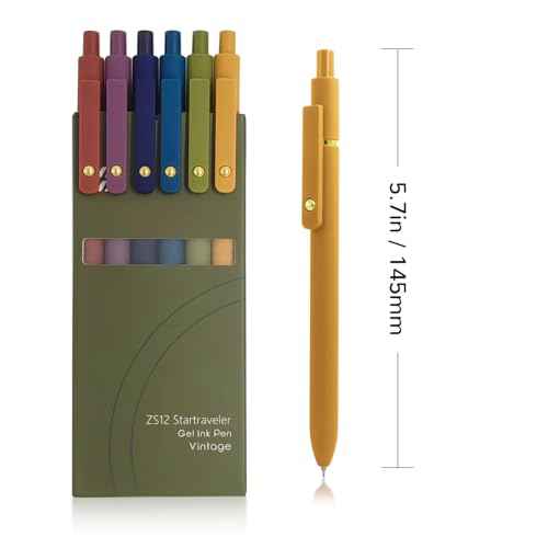 Gel Pens, 6 Pcs 0.5mm Fine Point Smooth Writing Pens Cute Pen, High-End Series Black Ink Pen for Journaling Note Taking, School Office Supplies for Women Men (6 Pcs Gold Vintage)