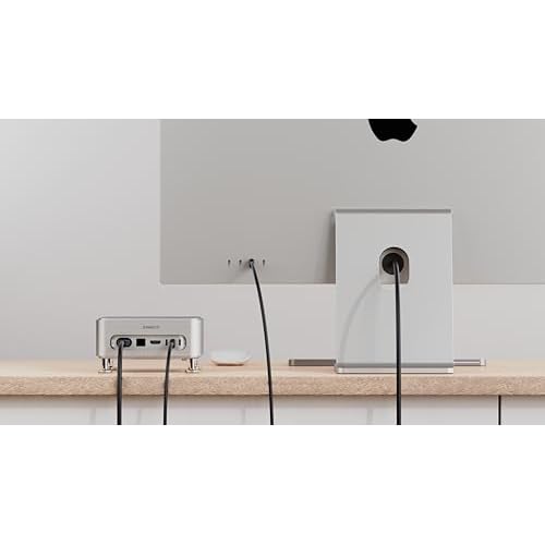 Mac mini M4 Box Holder with Power Switch, a Tailored Aluminum Stand case with Open Space airflows, Horizontal Space-Saving Design, Patent Pending - (Silver)