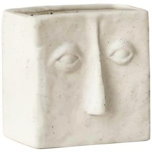 WENSHUO Abstract Square Face Pen Holder, Modern and Minimalistic Desk Accessories (Crème)