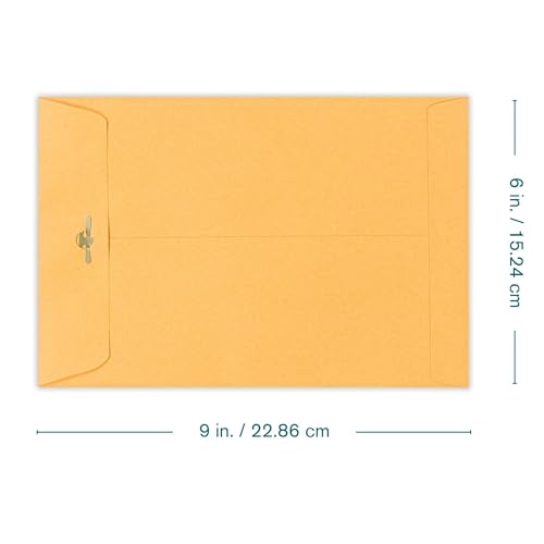 EnDoc 6x9 Brown Kraft Clasp Envelopes - Heavyweight 28lb Catalog Mailers, Pack of 15
