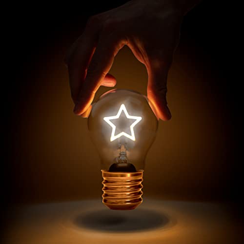 Suck UK Star Lamp - Star Shaped Light Bulb - Cordless Rechargeable Battery - LED Neon Light Bulb - Bedside Lamp Decor - Retro Style Edison Bulbs - Bedroom Accessories - USB Charging Night Lights