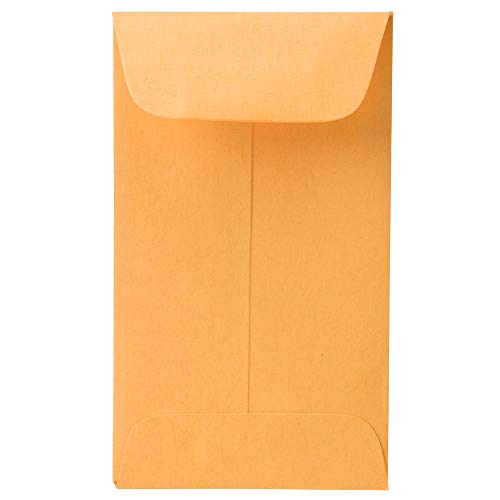 JAM Paper #3 Coin Business Envelopes - Brown Kraft Manila, 2.5 x 4.25 inches, 50 Pack
