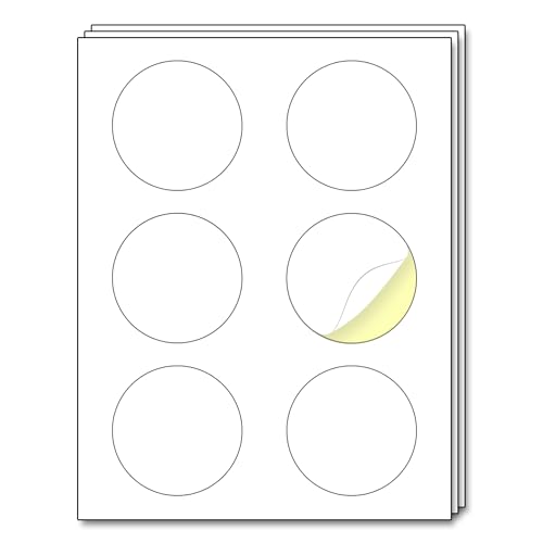 200 Sheets - 3 inch Round Labels, White Printable Circle Stickers, Laser/Inkjet Printing - Letter Size (8.5" x 11")