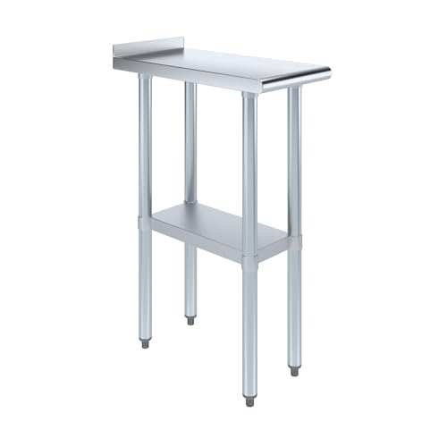 AmGood 24in x 12in Stainless Steel Work Table with Backsplash, NSF 18-Gauge Top, Adjustable Undershelf