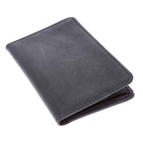 Genuine Leather Unisex Law Enforcement Badge Holder Wallet Case - Shield, Black