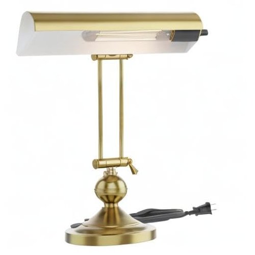 Home Intuition Classic Antique Retro Adjustable Leaning Piano Lamp Banker Desk Light (Brushed Brass)