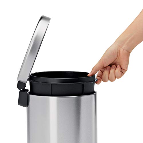 simplehuman Round Step Can 4.5L Brushed Stainless Steel - Compact Bathroom Trash Bin with Lid Shox®