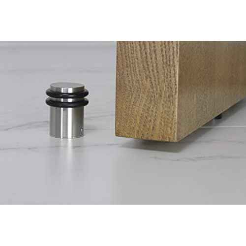 EVI | Heavy Doorstop | 1.2'' X 2'' | Reinforced | Threaded Base | Black Rubber | Stainless Steel | Includes Screw + Metallic Anchor | Mod I-0.8''6/50
