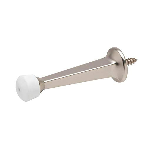 Litepak Satin Nickel 3" Heavy Duty Door Stopper Pack of 8 with Screws - Baseboard Mounted