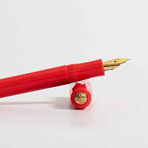 Kaweco Sport Classic Fountain Pen Red, Fine Nib Sport Octagonal Clip Gold