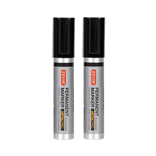 ZEYAR Jumbo Permanent Markers, Chisel Tip, Aluminum Barrel, Thick, Large, Wide Tip (2 Black)