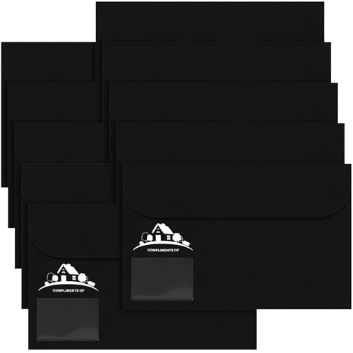Kisston 20 Pack Legal Size Black Real Estate Folders Vinyl Document Real Estate Agent Supplies with Clear Business Card Pocket House Closing Paperwork Envelopes for Documents Organizing