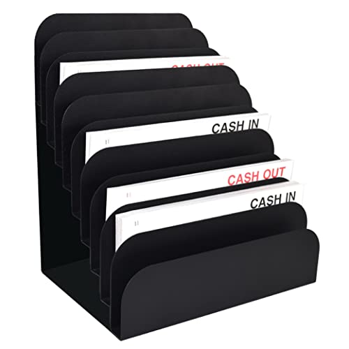 BankSupplies STEELMASTER Steel Cashier Pad Rack - 10 Slot File & Desk Organizer - Paper Organizer - Black Powder Coat Finish - Scratch & Chip-Resistant - Forms, Applications, Deposit Slips & Checks