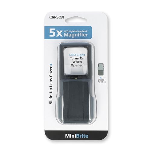 Carson MiniBrite LED Lighted Magnifier 5X with Protective Sleeve - Single Pack