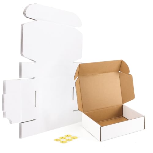 HORLIMER 7x5x2 Small Shipping Boxes Set of 6 White Corrugated Mailer Boxes for Packing & Mailing