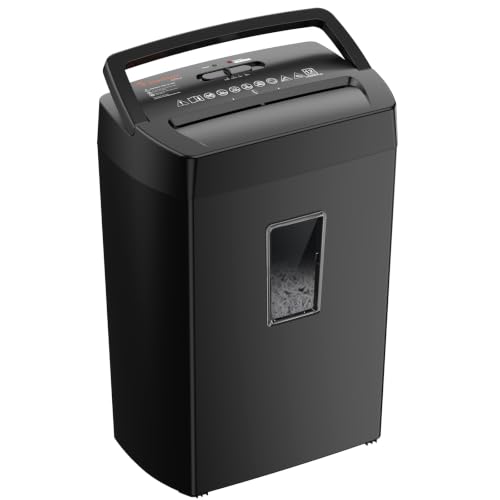 Bonsaii 12-Sheet Cross Cut Paper Shredder All Black Large Heavy Duty Home Office Security P-4