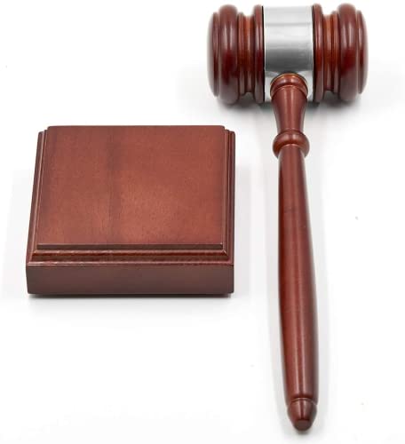 Personalized Wooden Gavel and Sound Block Set with Engraved Silver Band - Professional Judge, Auction, Ceremony Gift
