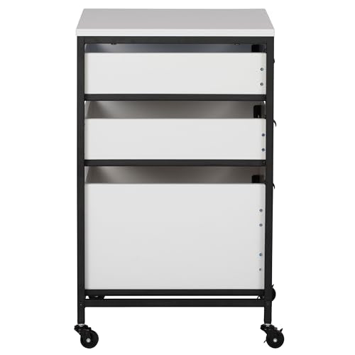 Sew Ready Charcoal/White 27" H 3-Drawer Mobile Storage Organizer Cart for Bathroom, Kitchen, Crafts, Home Office or Laundry Rooms