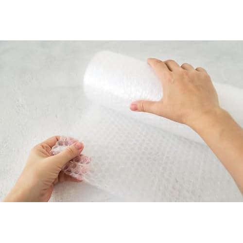 [72 Total Feet] Perforated Bubble Wrap Roll [2 Pack - 12inch x 36ft Rolls] Cushioning Packing Wrap for Moving Shipping Packaging with 10 Fragile Stickers, Clear