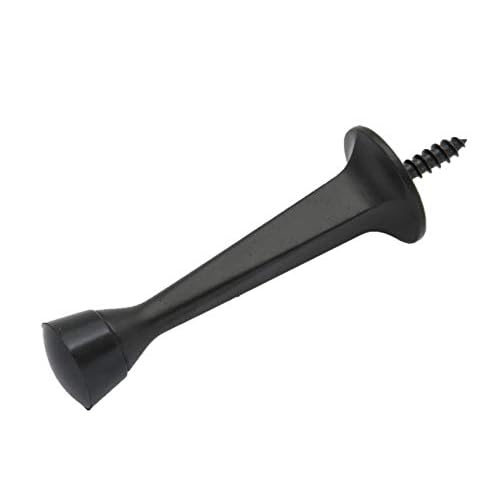 QCAA Rubber Tip Heavy Duty Solid Rigid Door Stop, 3", Zinc Die Cast, Matte Black, Made in Taiwan, 20 Pack