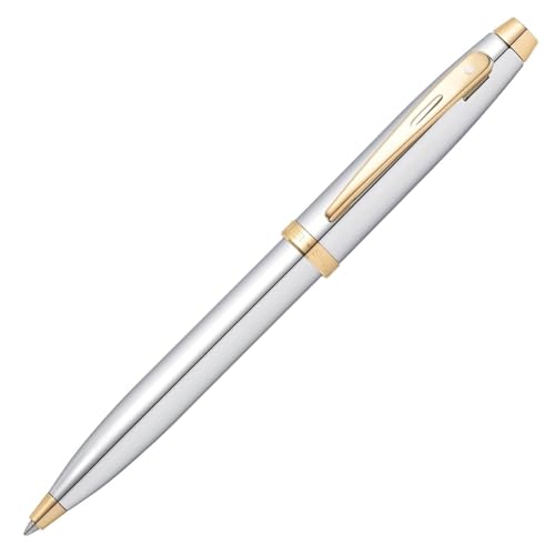 Sheaffer 100 Chrome Ballpoint Pen with Gold Tone Trim