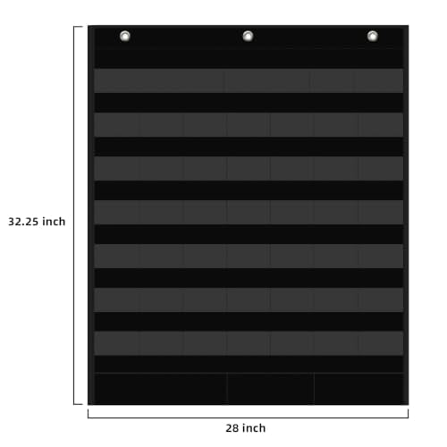 REGELETO Black Boho Calendar Pocket Chart for Classroom & Home, 32.25 x 24.125 inch
