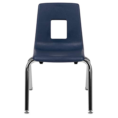 EMMA + OLIVER 14" Seat Navy Plastic Stackable School Chair