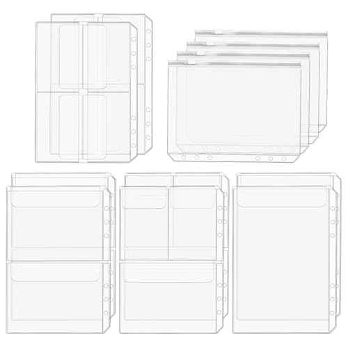 Premium Clear Binder Zipper Folders - 12PCS A5 Size 6 Holes Binder Inserts, Document Filing Bags for 6-Ring Notebook Loose Leaf Bags