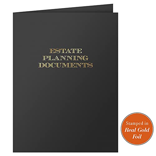 The Gallery Collection, 25 Count, Black, Estate Planning Documents Pocket Folders, Gold Foil Stamped, for Legal Professionals (9 x 12)