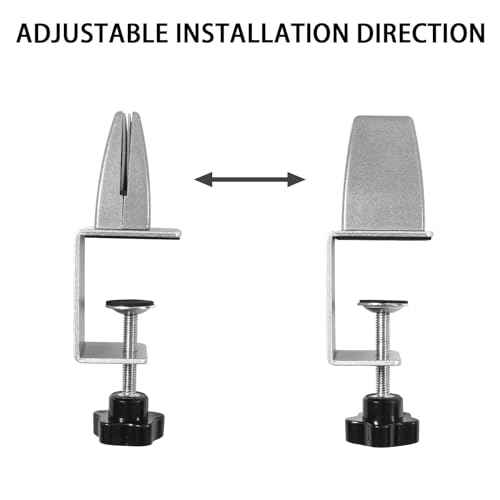 Heavy Duty Sneeze Guard Clamp For 0.1" to 1" Thick Panel,Desk Partition Support Clamps,Adjustable Aluminum Desktop Divider Holder,Easy to Install Desk Privacy Panel Clips, 4 Pack,Silver