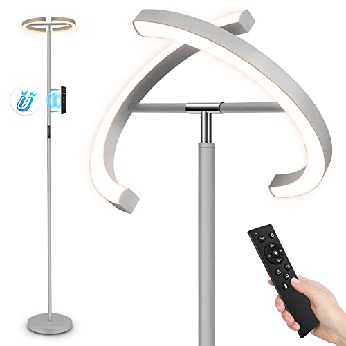 FIMEI Split Floor Lamp Modern LED Rotatable Floor Lamp, Eye-Protection Reading Standing Lamp with Stepless Dimming and 3000K-6000K Color, Separately Rotatable Design, Gray