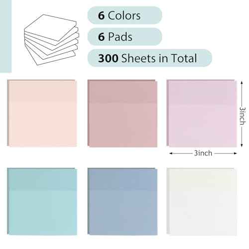 Transparent Sticky Notes - Pastel Color Clear Sticky Notes, 3x3 inch, Waterproof, 300 Sheets for College, School & Office