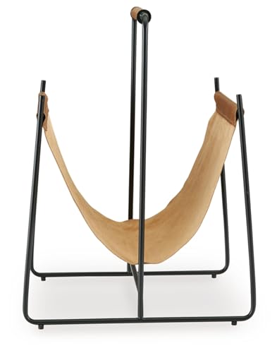 Ashley Faronworth Leather Magazine Rack with Handle - Contemporary Storage
