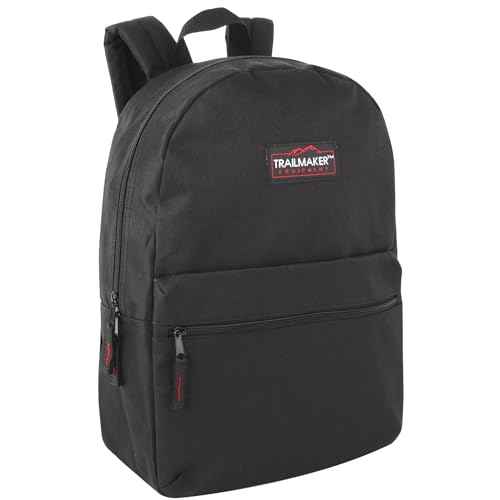 Trail maker Classic 17 inch Backpacks with Adjustable Padded Straps | School Backpacks for Girls, Boys (Black)