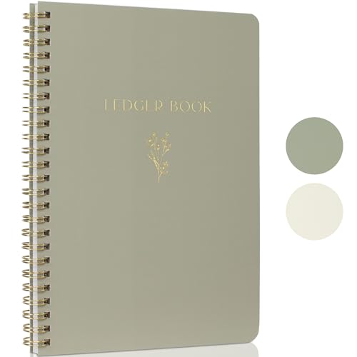 ZICOTO Sage Green Accounting Ledger Book - Undated Expense Tracker for Small Business