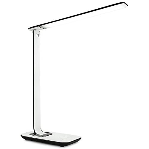 Turcom LED Desk Lamp With USB Charging Port Dimmable Touch Controls w/Color Adjustment, Eye Care Task Lamp, 5W, 1000 Lux,Multicolor