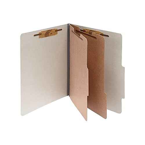 ACCO 15056 ACCO Pressboard 25-Point Classification Folders, Ltr, 6-Section, Mist GY, 10/Box