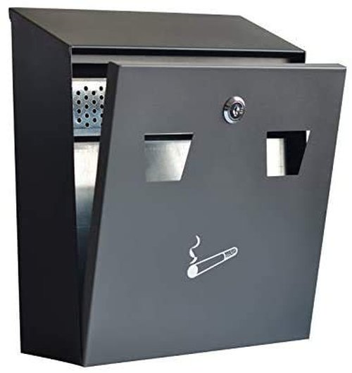 PLESIU GenericDEFGHIJ Wall-Mounted Cigarette Disposal Tower - Commercial Ashtray - Black