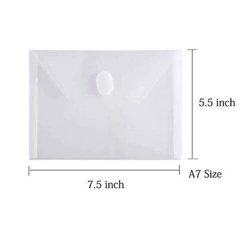 5x7 Small Plastic Envelopes Hook Loop Closure Receipt Storage Holder 100 Pack (clear-100 pack)