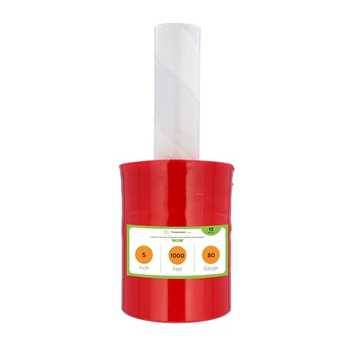 PSBM Dark Red Mini Stretch Film/Wrap with Handle 5" x 1000' 80 GA 12