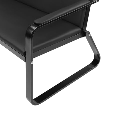 Ouline 3-Seat Waiting Room Bench with Armrests - Oversized PU Leather Office Lobby Sofa