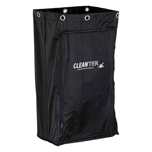 Restaurantware-Janitor CART Bag ONLY: Clean Tek Professional 18 Gallon Janitorial Bag, 1 Heavy-Duty Receptacle with Zipper - Janitor Cart Sold Separately, Durable, Black Plastic Replacement