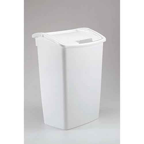 Rubbermaid,White Dual-Action Swing Lid Trash Can, 11.25 Gallon, for Home/Kitchen/Bathroom/Garbage