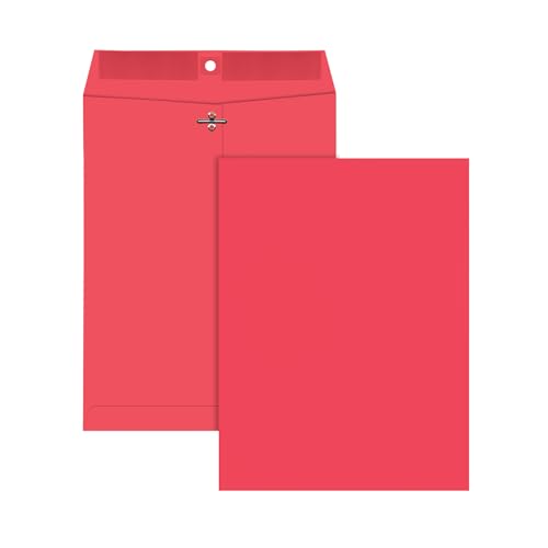 Red 9 x 12 Clasp Envelopes with Gummed Closure, Pack of 10