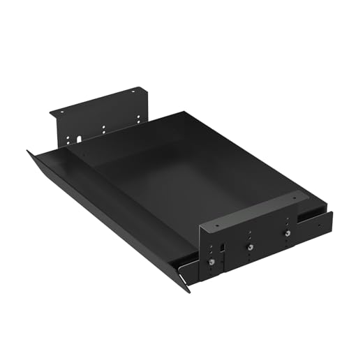 Under Desk Mounted Sliding Pull-Out Drawer Height Adjustable Apply to Tables with Front Crossbar,Adjustable Clearance Up to 3.5",Compatible with Most Stand Up Workstation